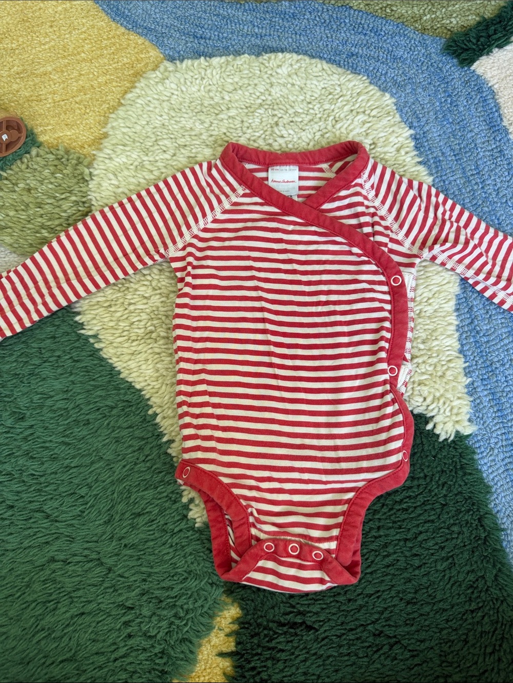 Hanna Andersson Red & White Striped Baby One-Piece Wrap Bodysuit